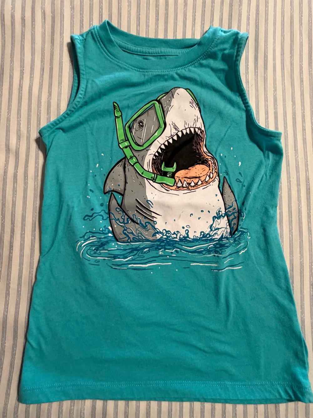 2 for$6✨Cat & Jack Teal Shark Snorkel Tank Top, Size CS (Age 4/5)